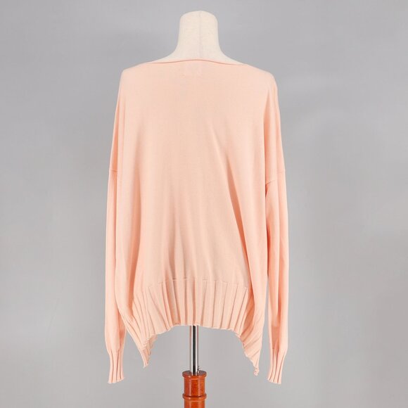 PLANET BY LAUREN G Pima Cotton Boatneck Rib Sweater Pale Coral OS - Picture 4 of 8